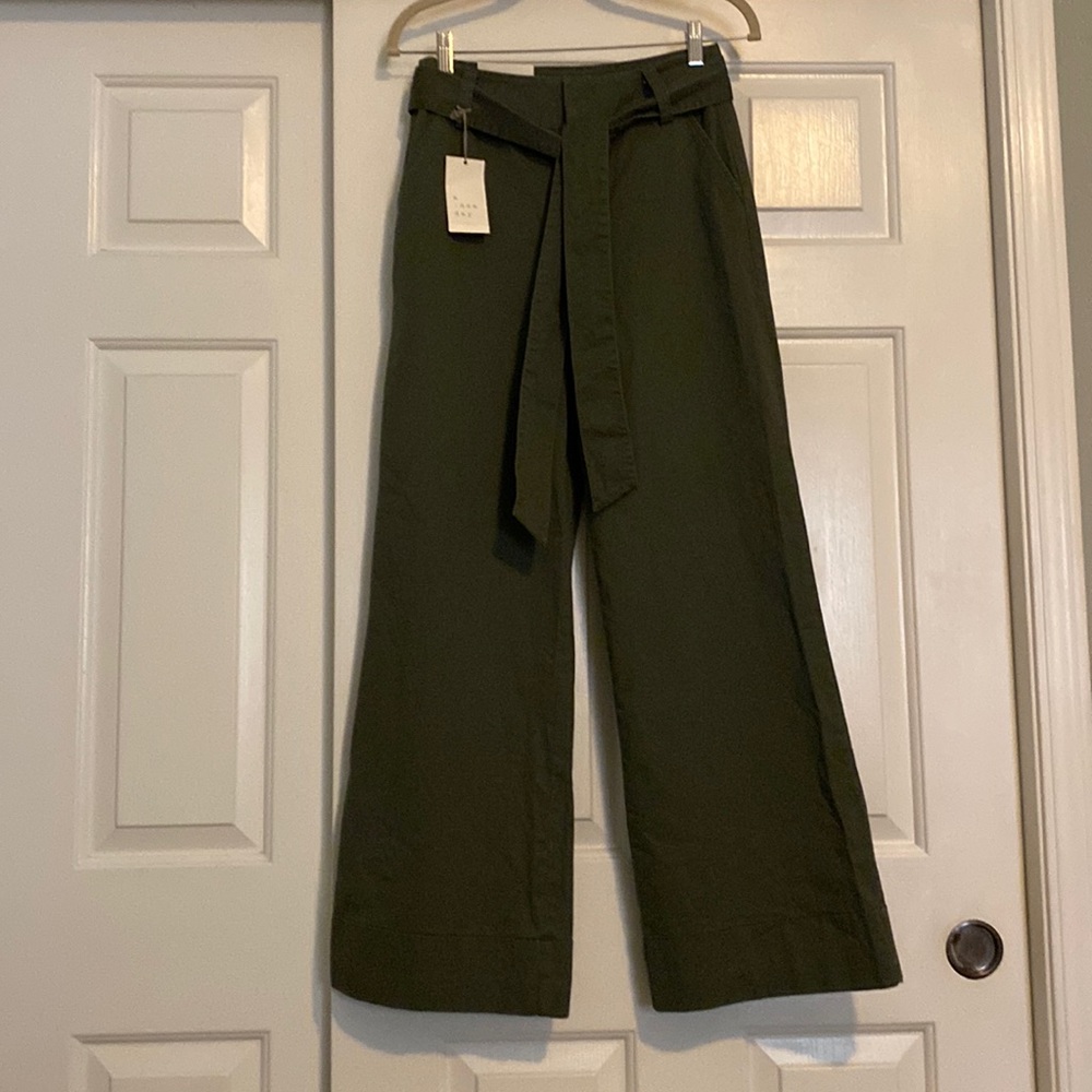 Olive Green Wide-Leg Pants